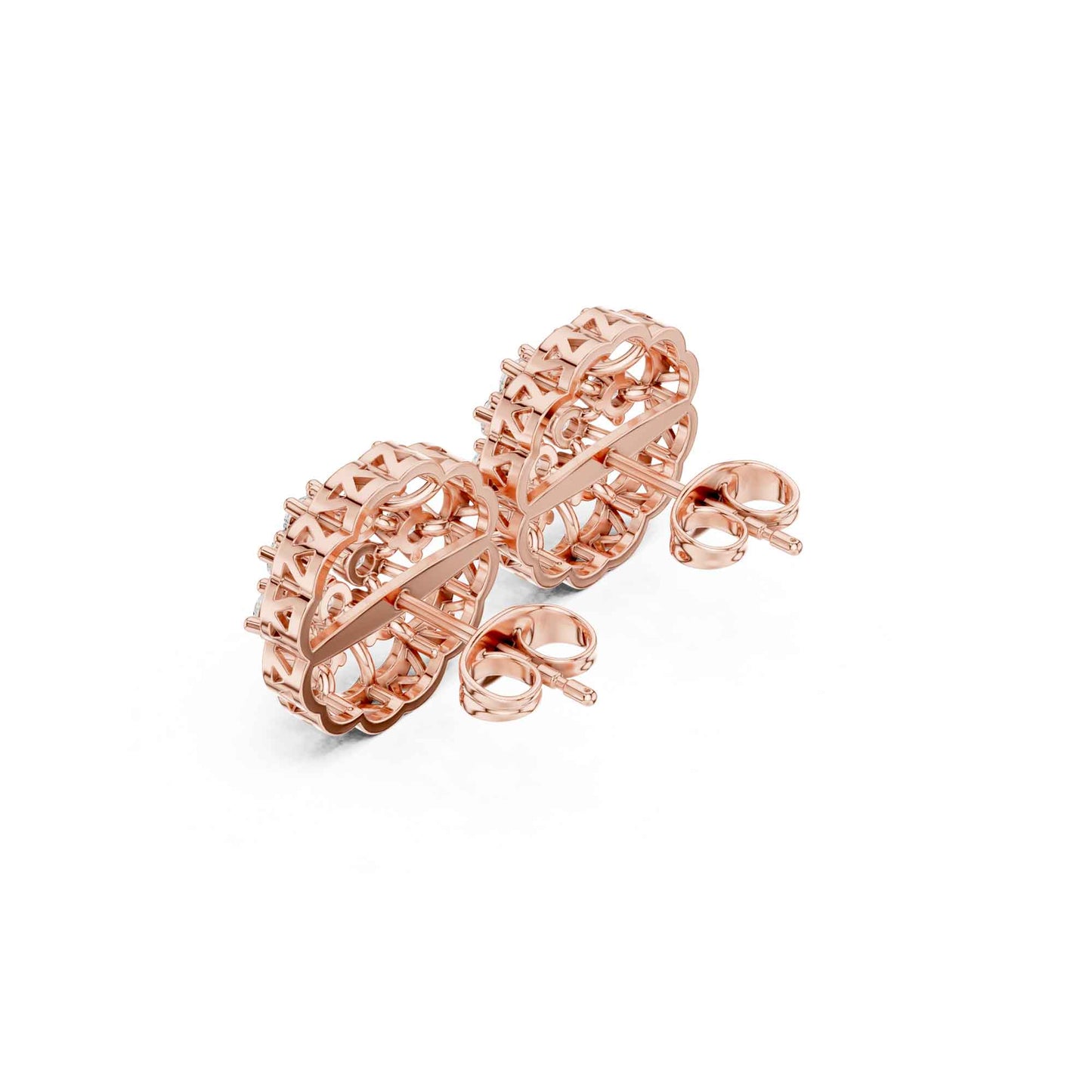 Floral Round Cut Lab Grown Diamond Cluster Stud Earrings