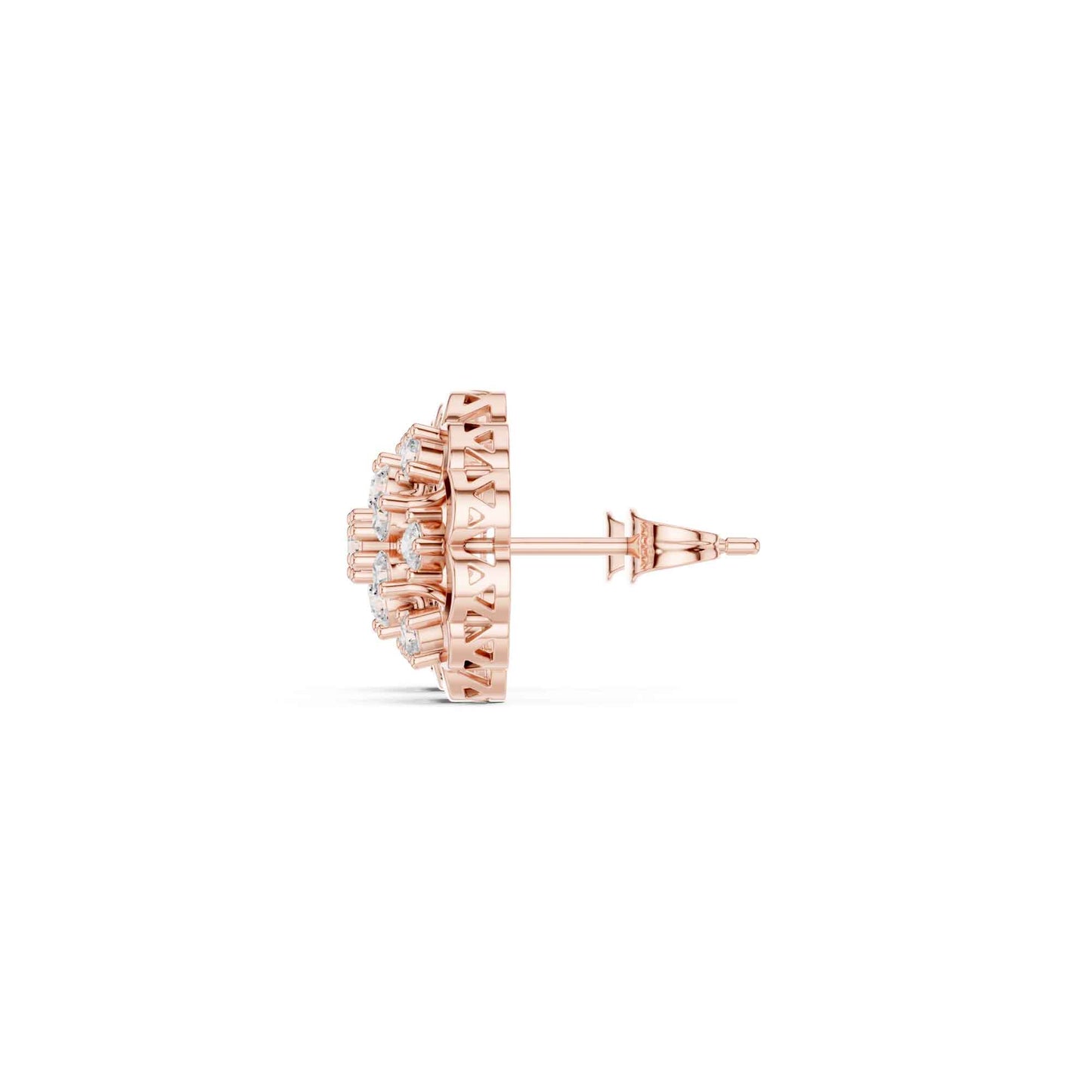 Floral Round Cut Lab Grown Diamond Cluster Stud Earrings
