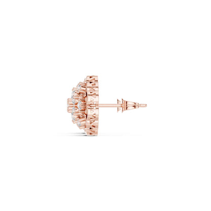 Floral Round Cut Lab Grown Diamond Cluster Stud Earrings