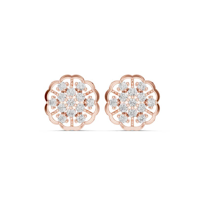 Floral Round Cut Lab Grown Diamond Cluster Stud Earrings
