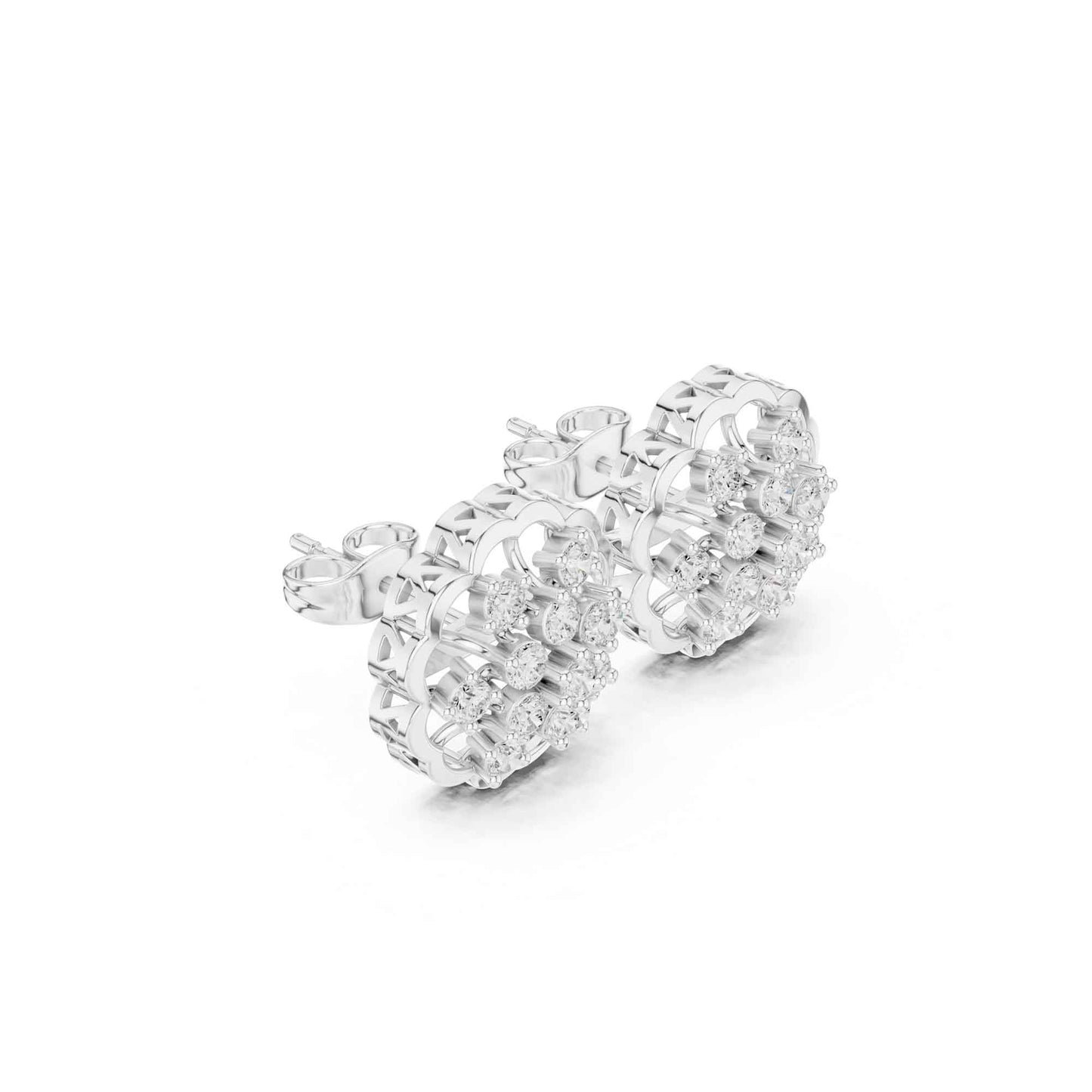 Floral Round Cut Lab Grown Diamond Cluster Stud Earrings