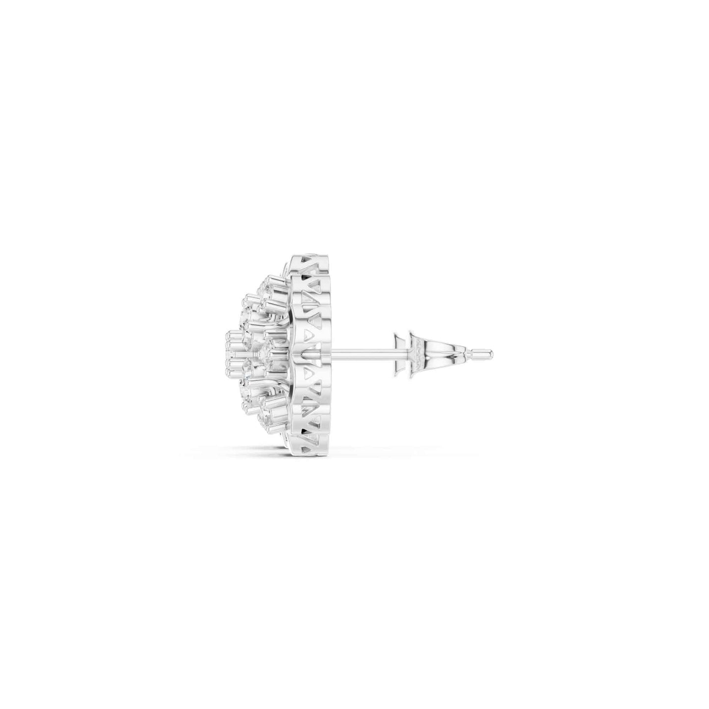 Floral Round Cut Lab Grown Diamond Cluster Stud Earrings