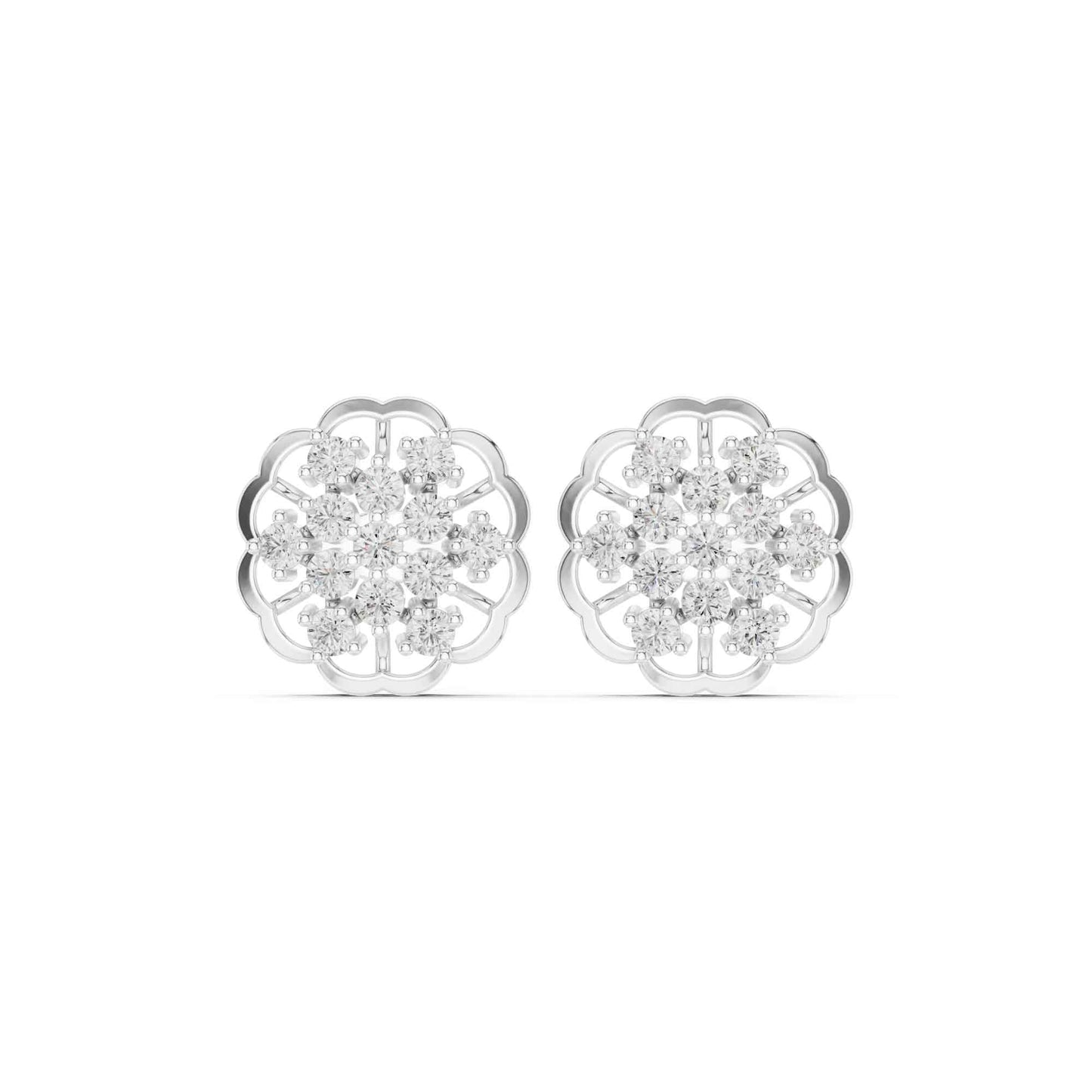 Floral Round Cut Lab Grown Diamond Cluster Stud Earrings