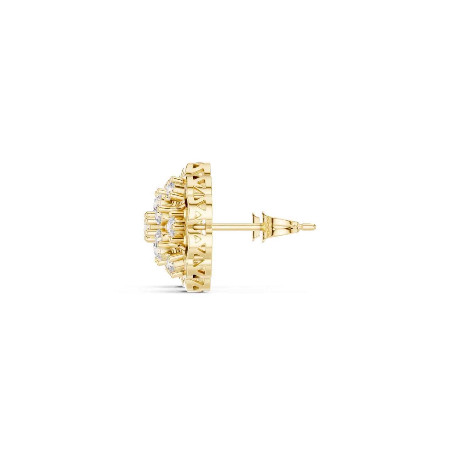 Floral Round Cut Lab Grown Diamond Cluster Stud Earrings