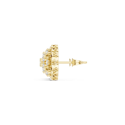 Floral Round Cut Lab Grown Diamond Cluster Stud Earrings