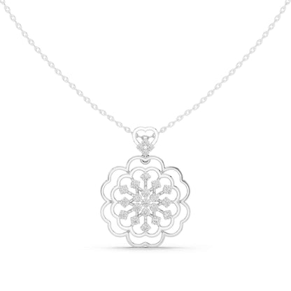 Round Cut Lab Grown Diamond Floral Cluster Chain & Pendant