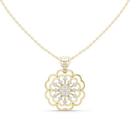 Round Cut Lab Grown Diamond Floral Cluster Chain & Pendant