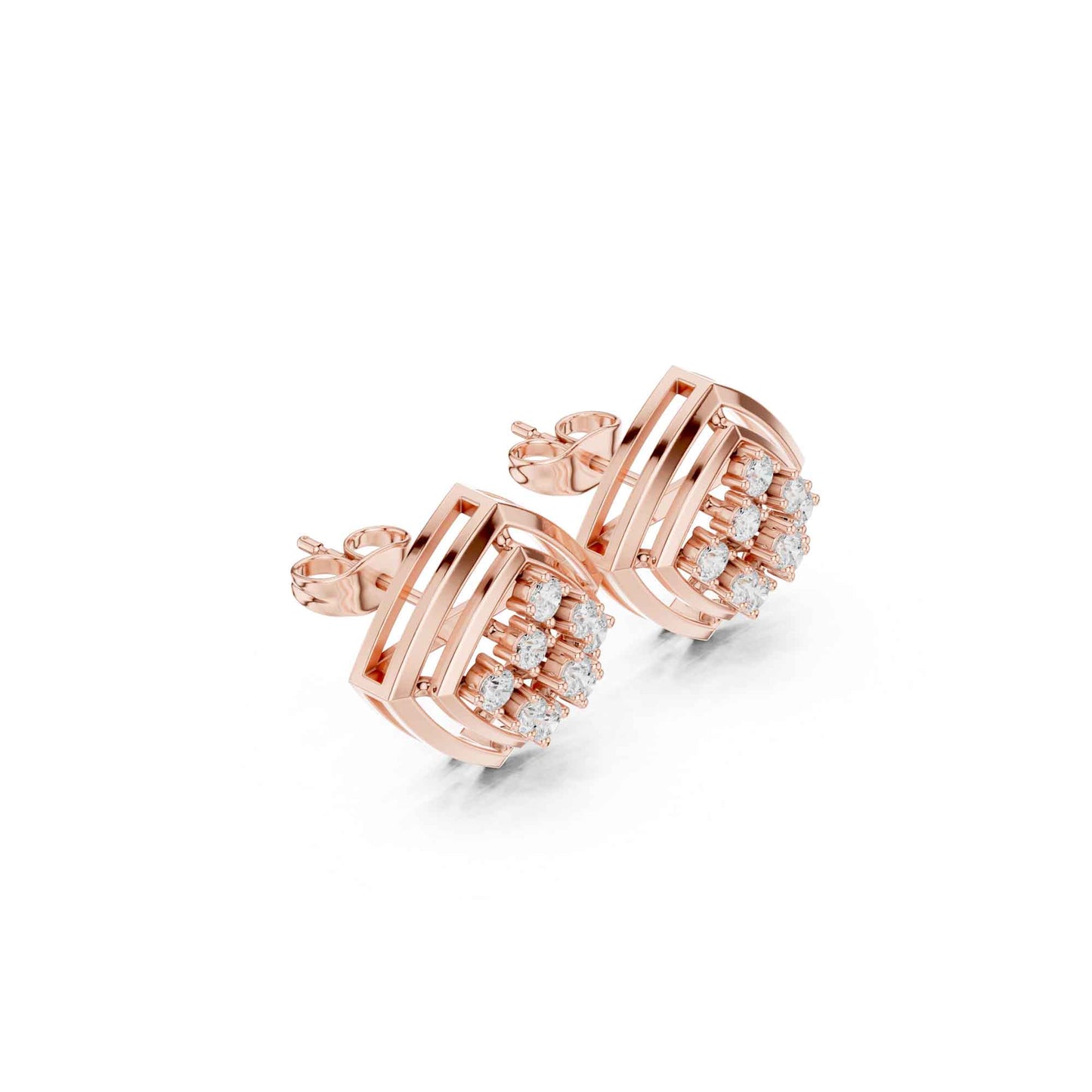 Classic Round Cut Lab Grown Diamond Halo Stud Earrings
