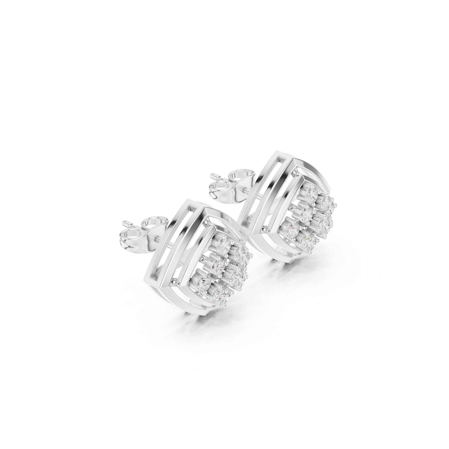 Classic Round Cut Lab Grown Diamond Halo Stud Earrings