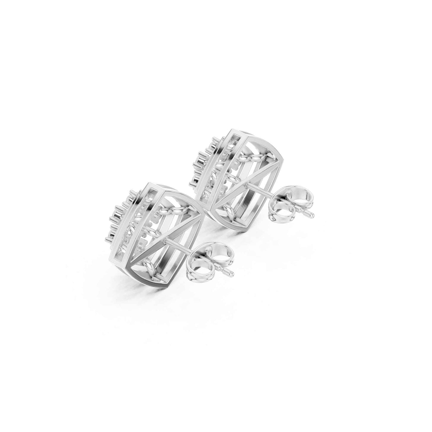 Classic Round Cut Lab Grown Diamond Halo Stud Earrings