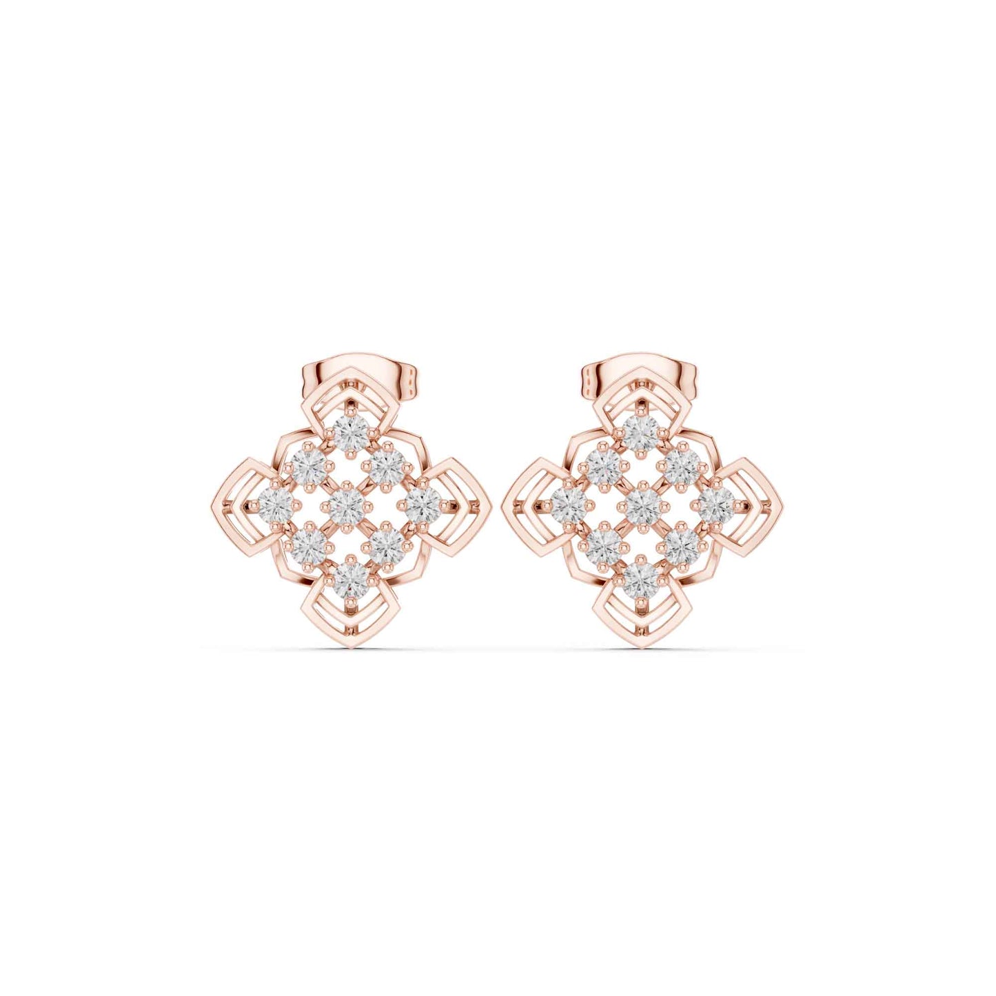 Lab Grown Diamond Floral Cluster Stud Earrings
