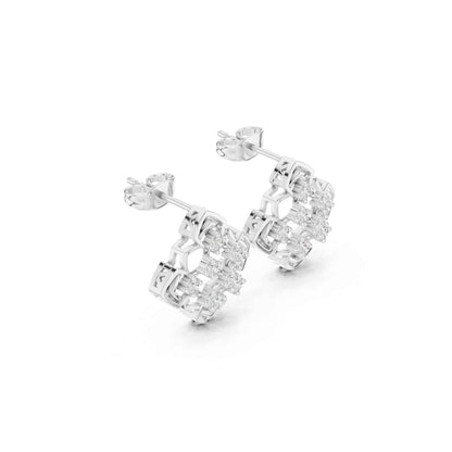Lab Grown Diamond Floral Cluster Stud Earrings