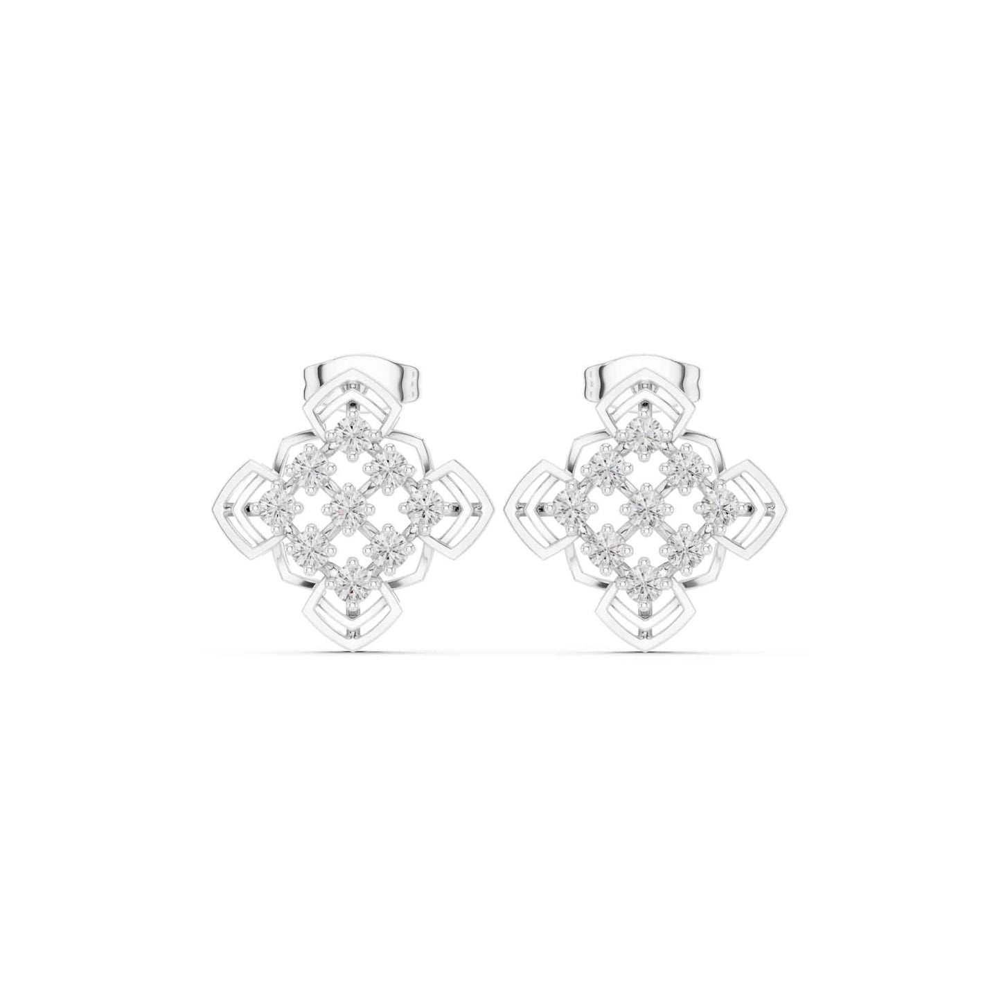 Lab Grown Diamond Floral Cluster Stud Earrings