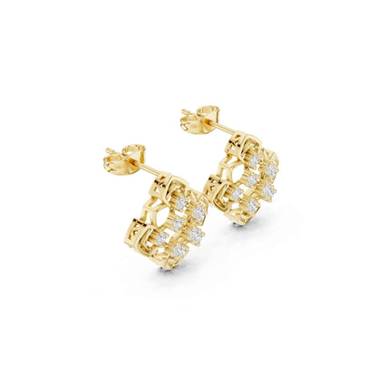 Lab Grown Diamond Floral Cluster Stud Earrings