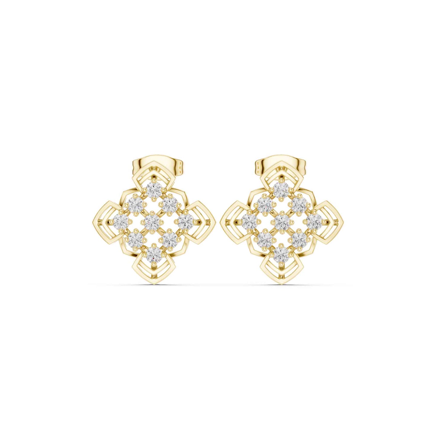 Lab Grown Diamond Floral Cluster Stud Earrings