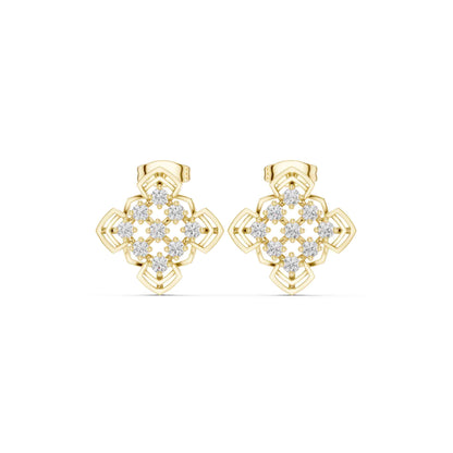 Lab Grown Diamond Floral Cluster Stud Earrings