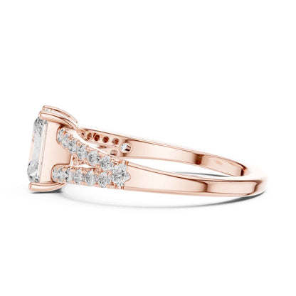 1 Carat Classic Radiant Cut Diamond Statement Ring with Accented Band