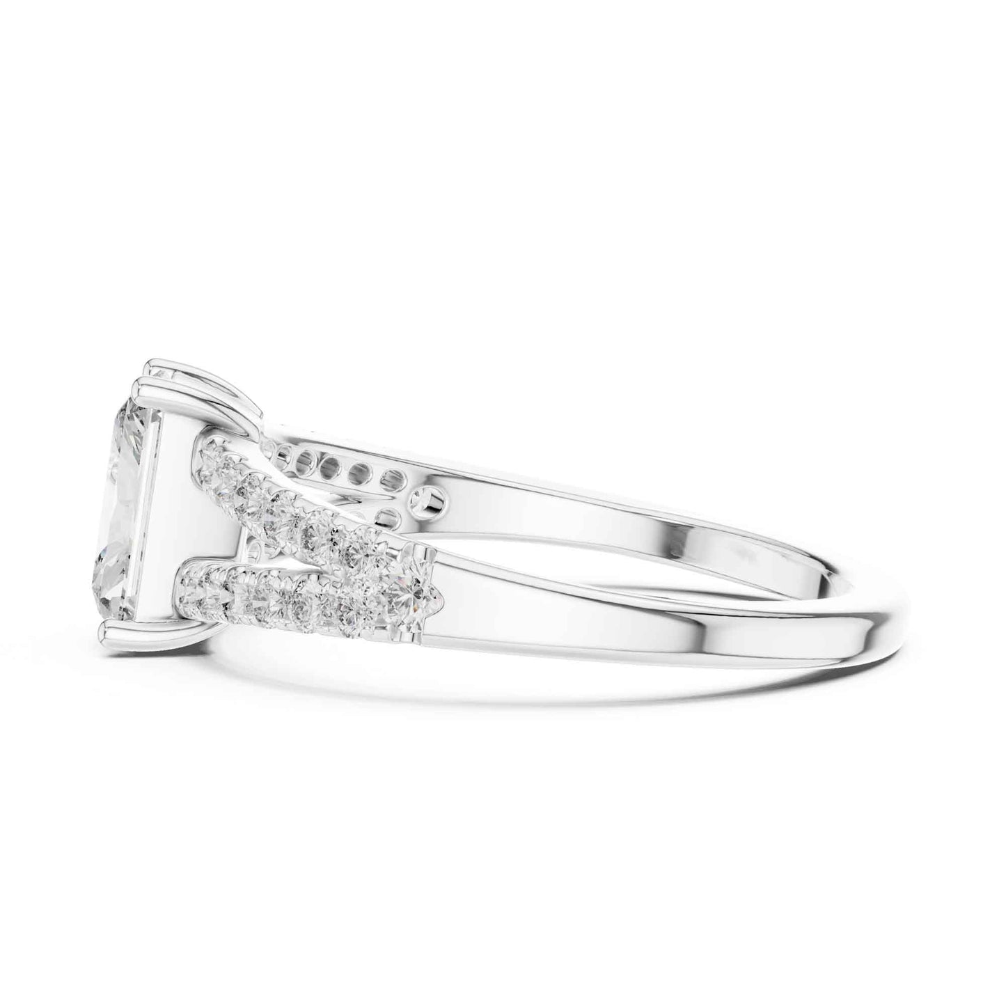 1 Carat Classic Radiant Cut Diamond Statement Ring with Accented Band