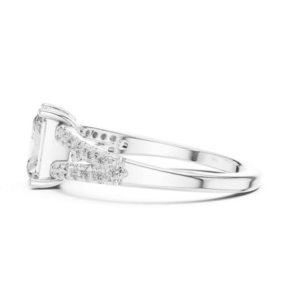 1 Carat Classic Radiant Cut Diamond Statement Ring with Accented Band