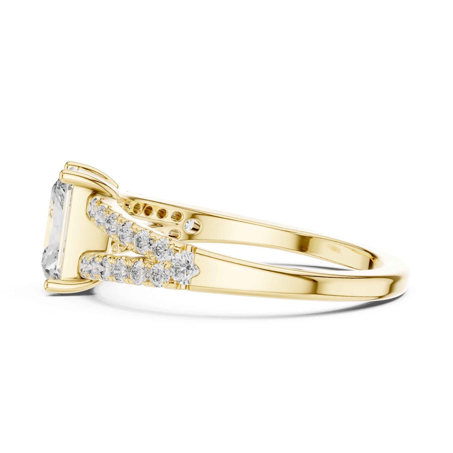 1 Carat Classic Radiant Cut Diamond Statement Ring with Accented Band