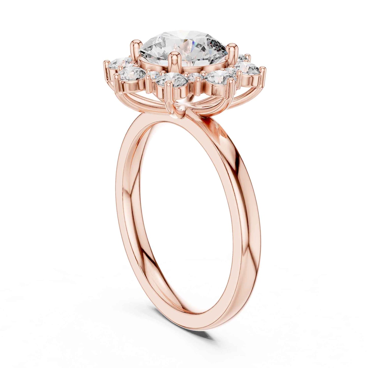 2 Carat Round Cut Diamond Floral Halo Engagement Ring