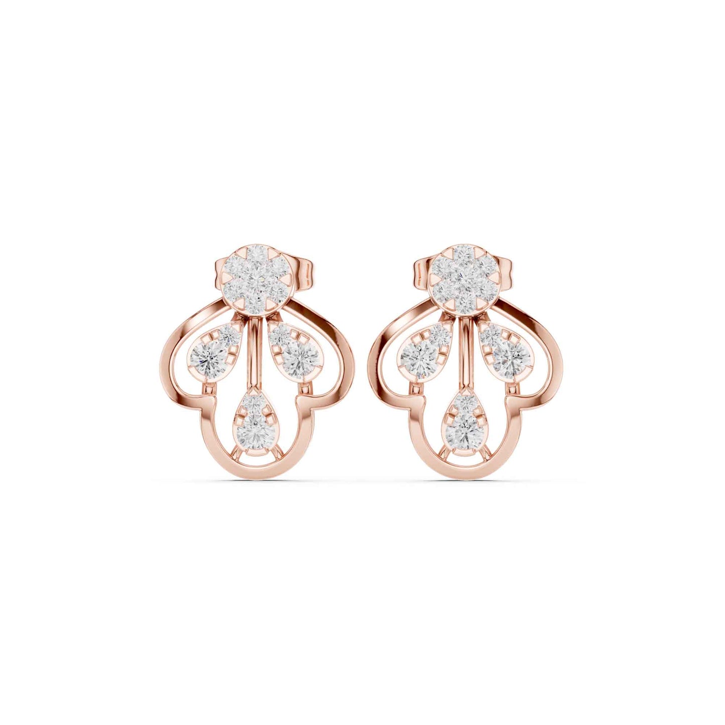 Floral Drop Lab Grown Diamond Stud Earrings