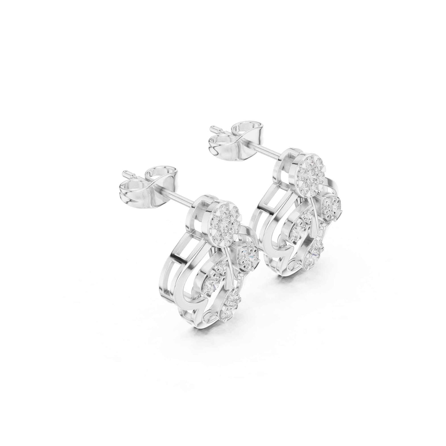 Floral Drop Lab Grown Diamond Stud Earrings
