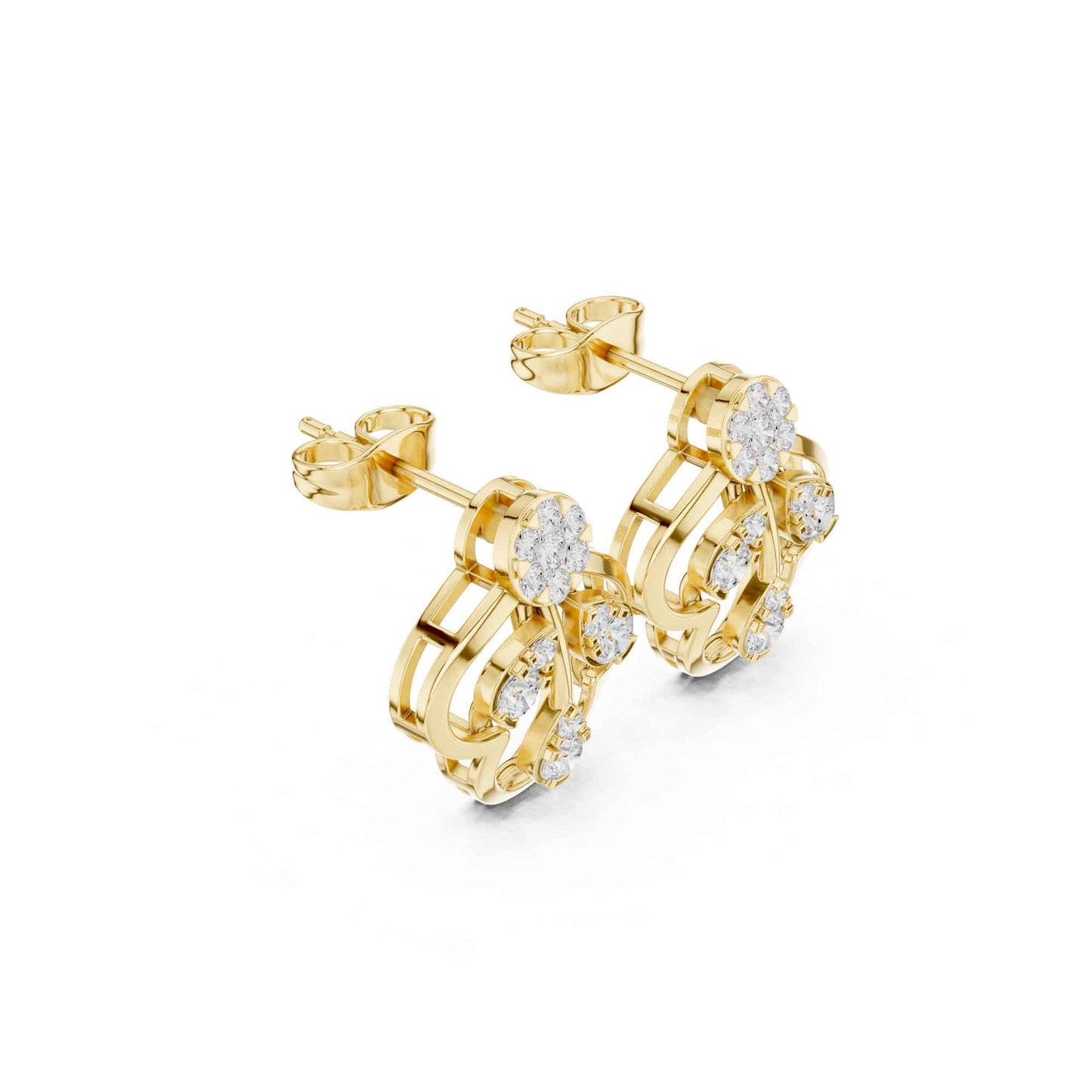 Floral Drop Lab Grown Diamond Stud Earrings