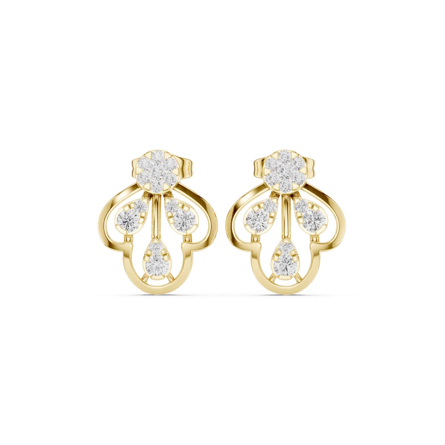 Floral Drop Lab Grown Diamond Stud Earrings