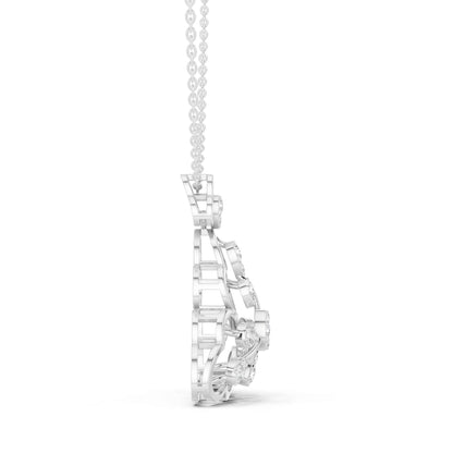 Round Cut Lab Grown Diamond Floral Clover Chain & Pendant