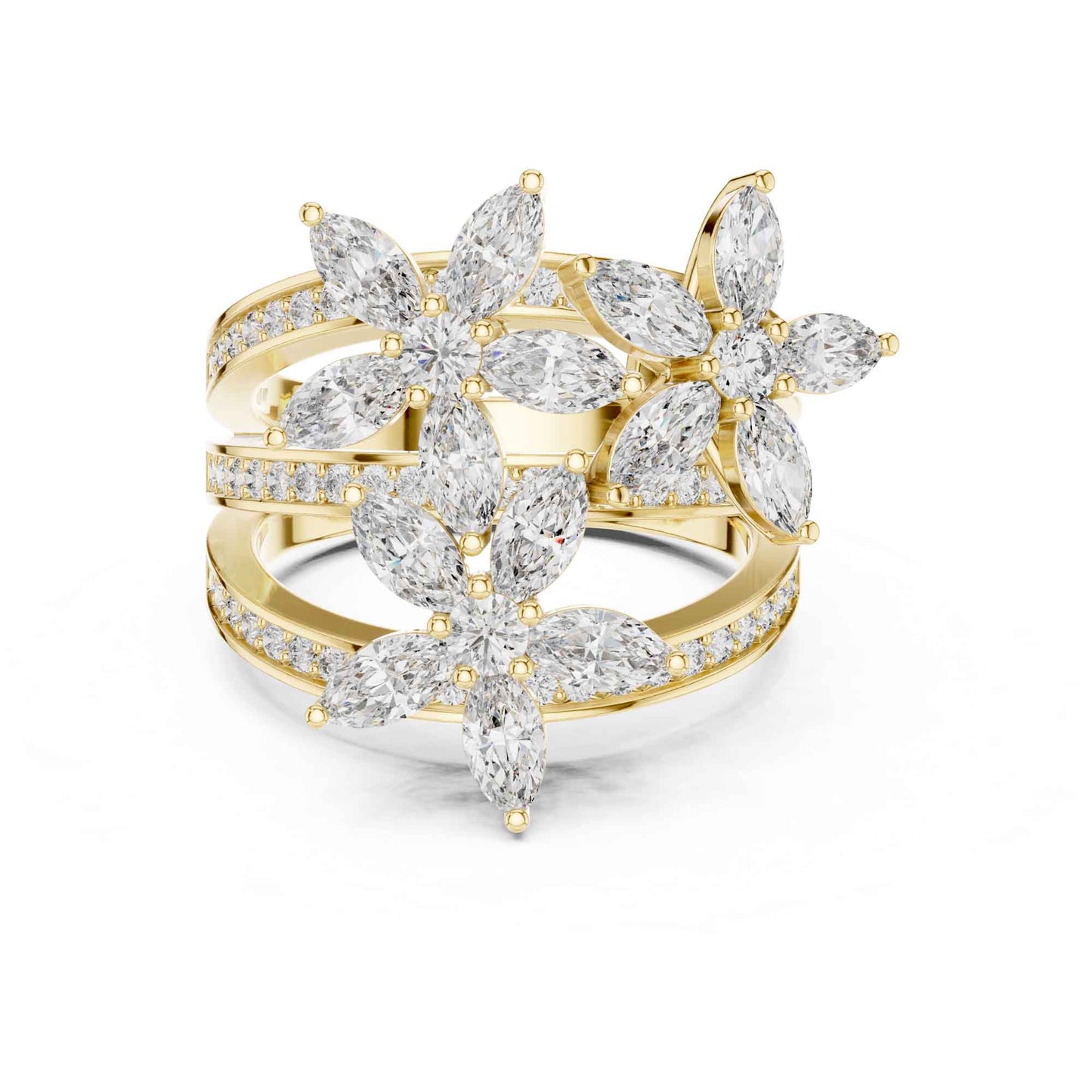 Marquise Cut Diamond Flower Cluster Ring