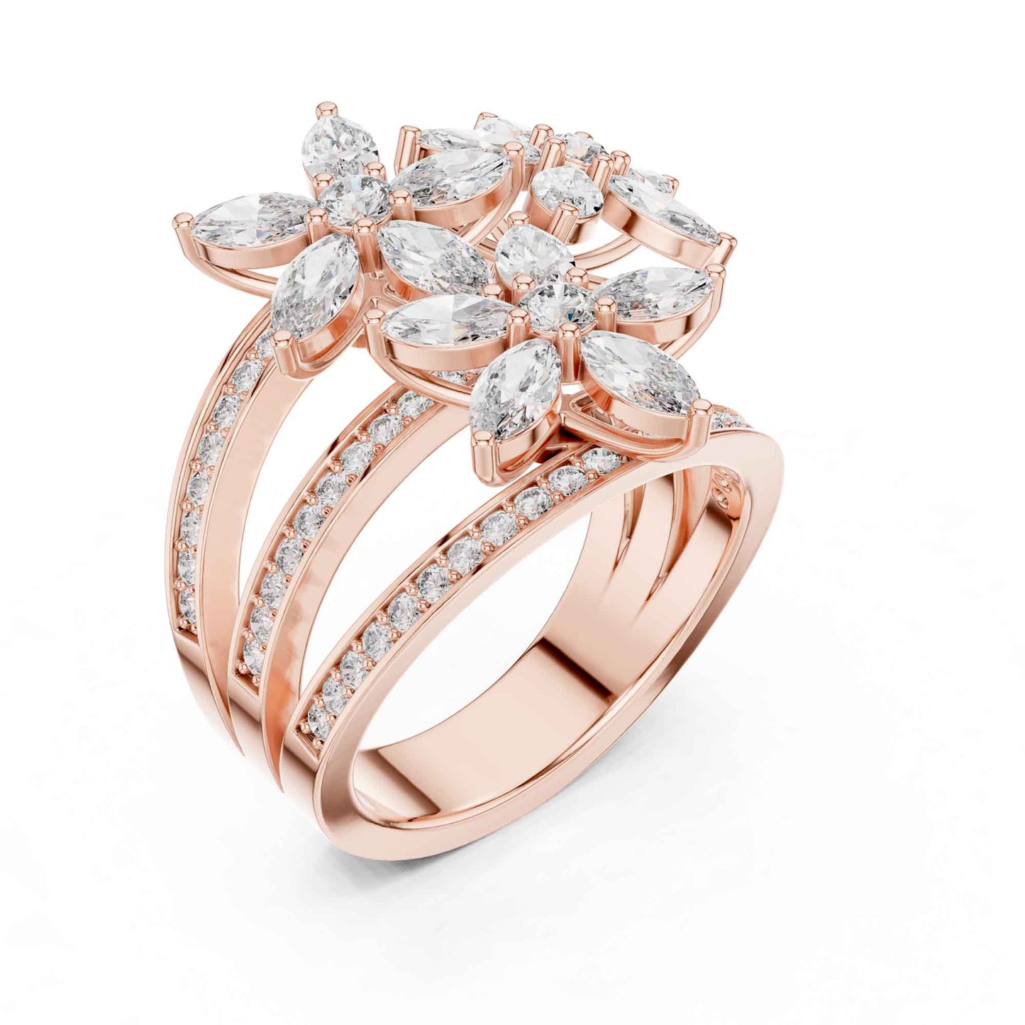 Marquise Cut Diamond Flower Cluster Ring