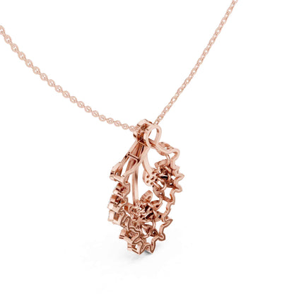 Round Cut Lab Grown Diamond Bloom Cascade Chain & Pendant