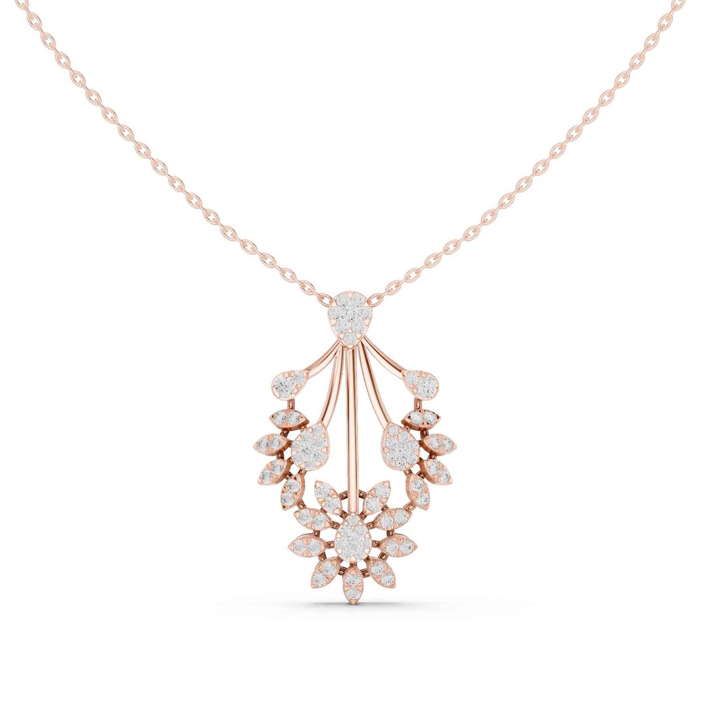 Round Cut Lab Grown Diamond Bloom Cascade Chain & Pendant