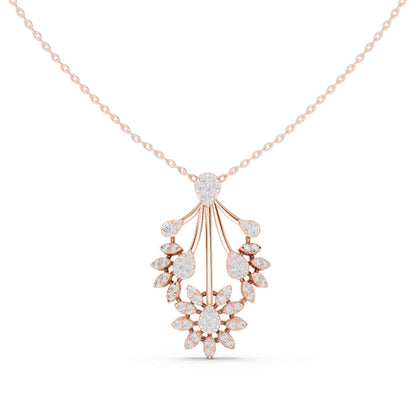 Round Cut Lab Grown Diamond Bloom Cascade Chain & Pendant