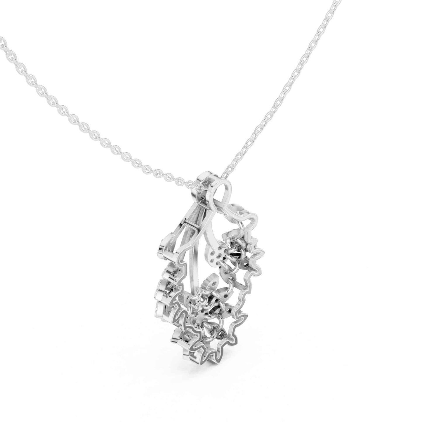 Round Cut Lab Grown Diamond Bloom Cascade Chain & Pendant