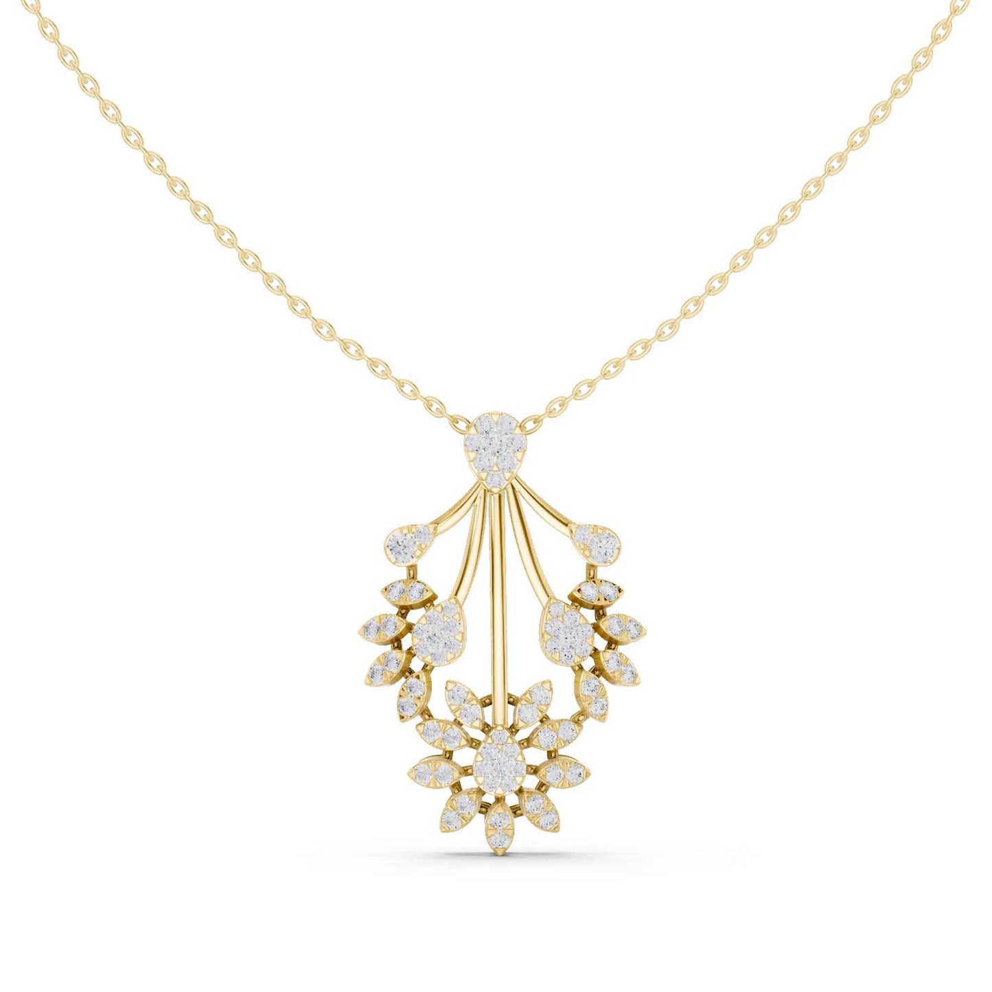 Round Cut Lab Grown Diamond Bloom Cascade Chain & Pendant