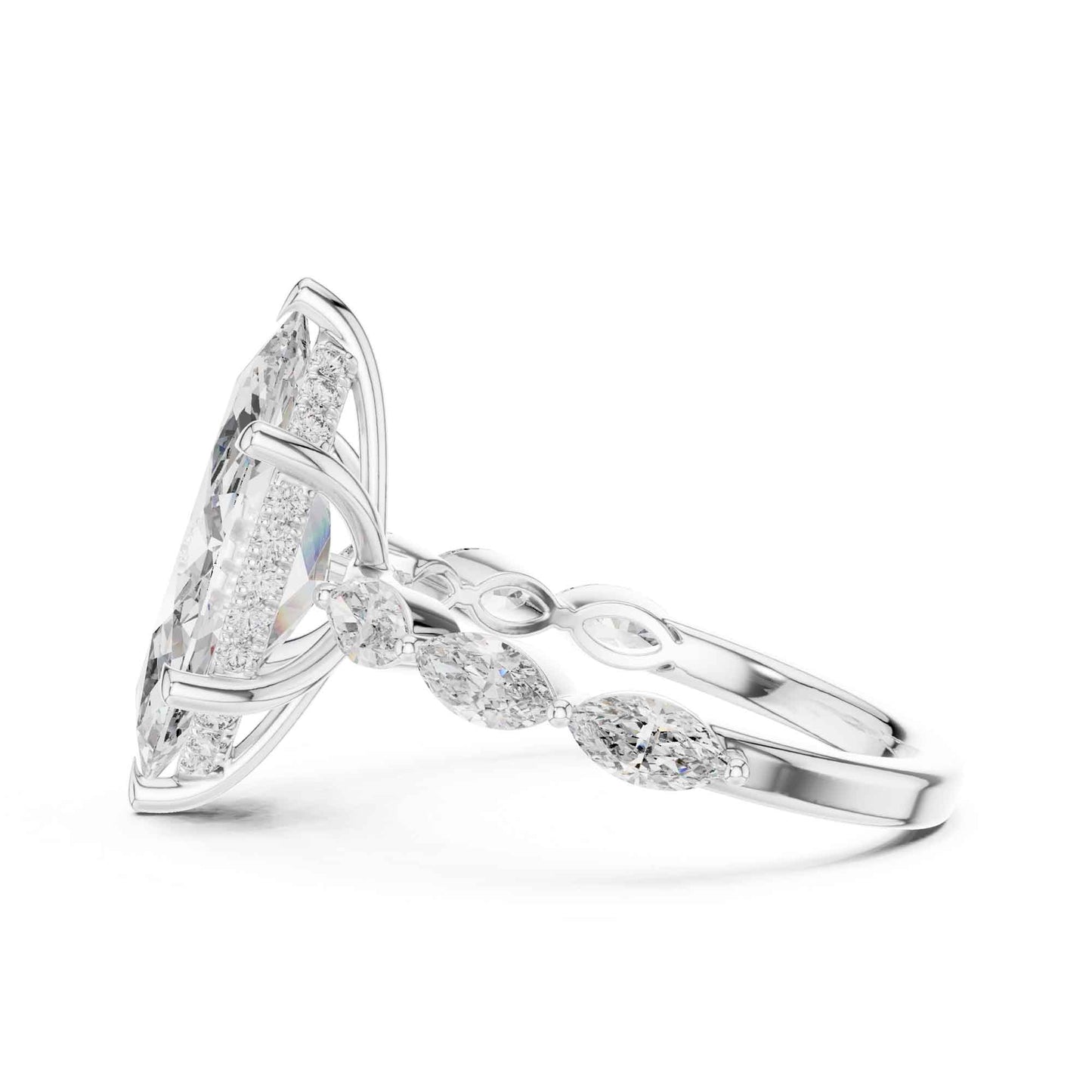 4 Carat Marquise Cut Diamond Engagement Ring with Side Stones
