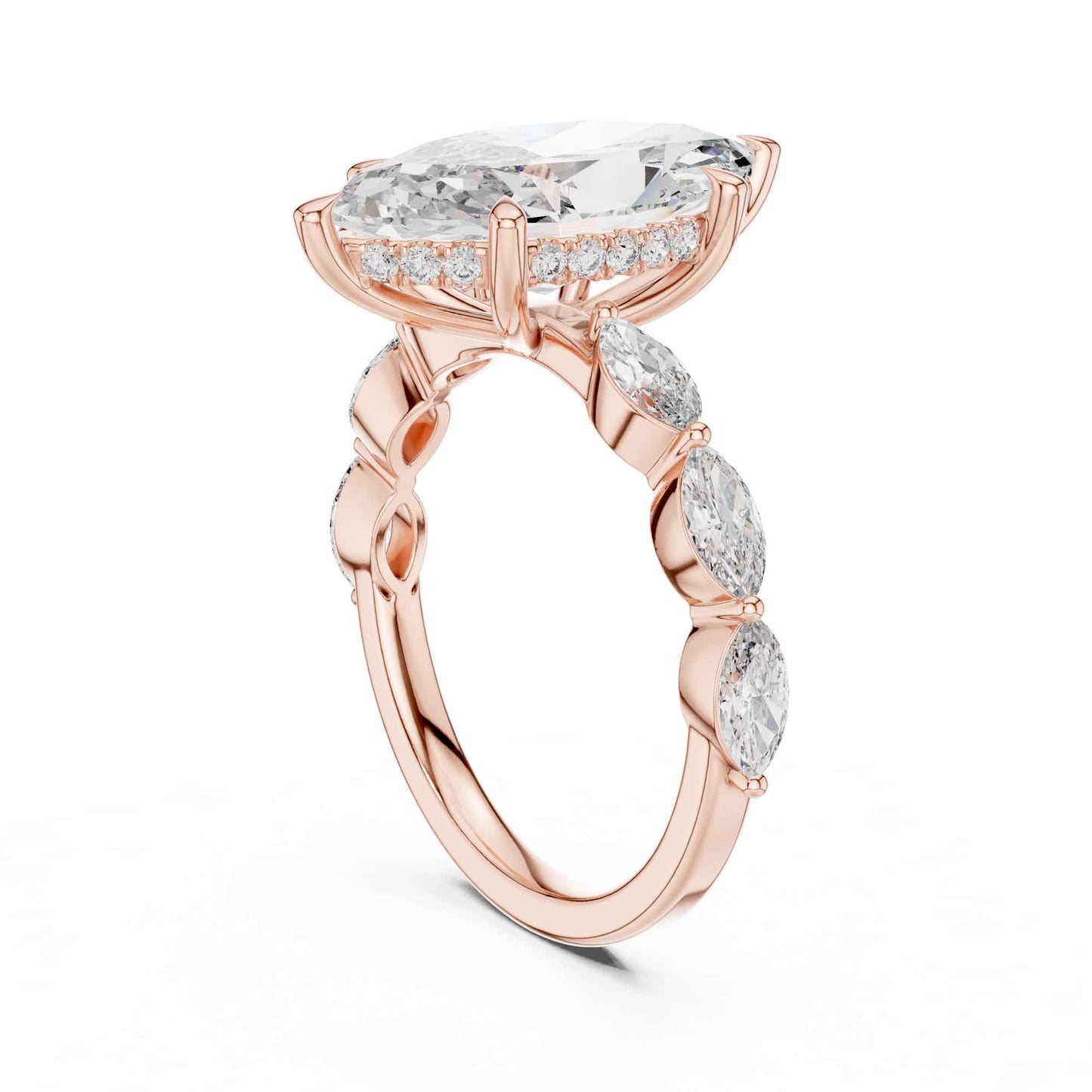 4 Carat Marquise Cut Diamond Engagement Ring with Side Stones