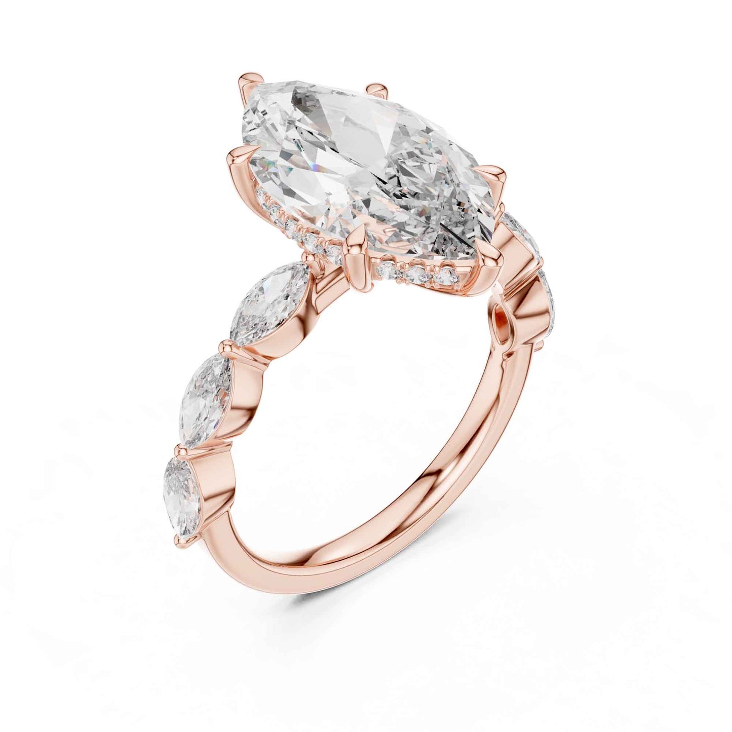 4 Carat Marquise Cut Diamond Engagement Ring with Side Stones