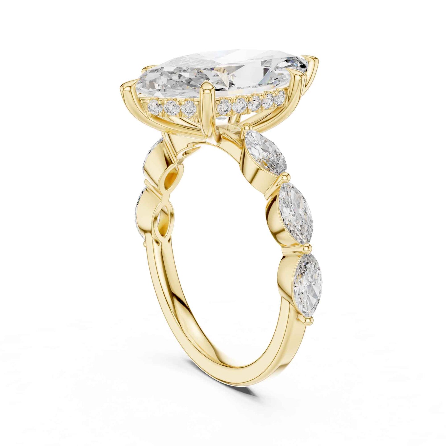 4 Carat Marquise Cut Diamond Engagement Ring with Side Stones