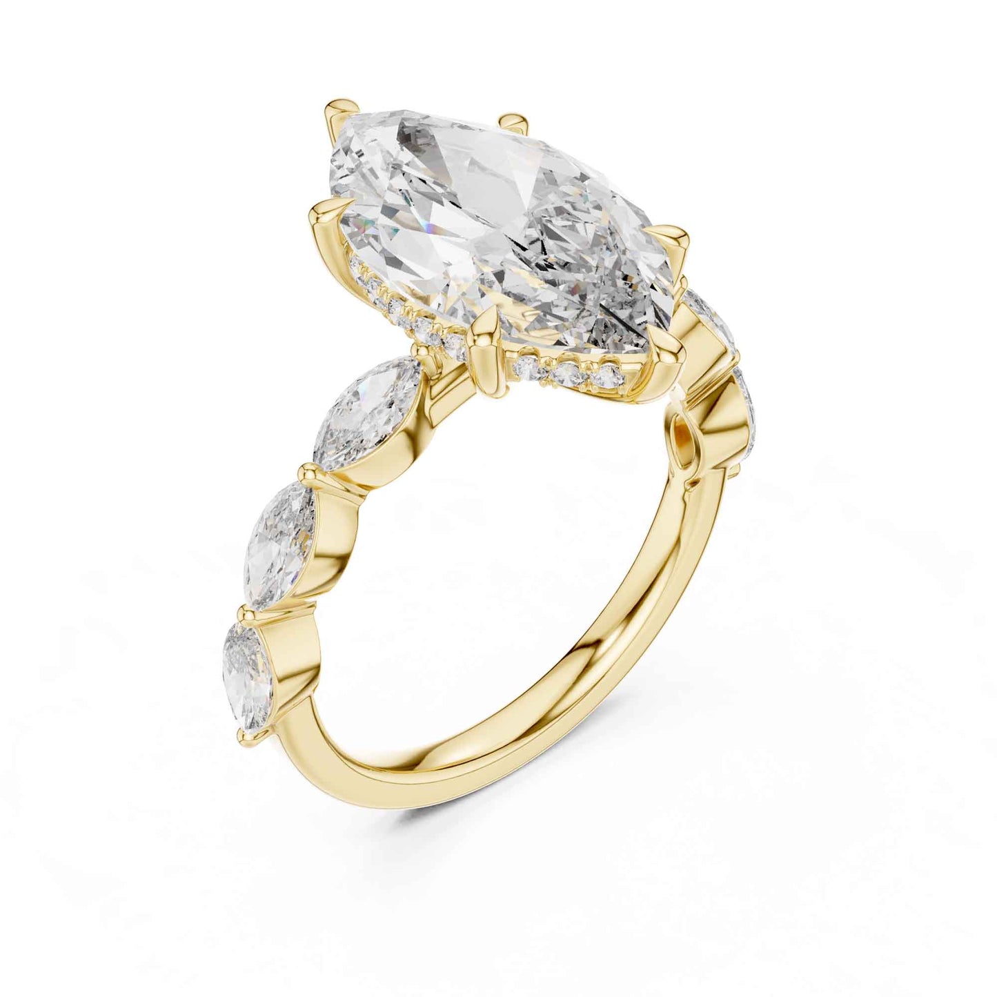 4 Carat Marquise Cut Diamond Engagement Ring with Side Stones