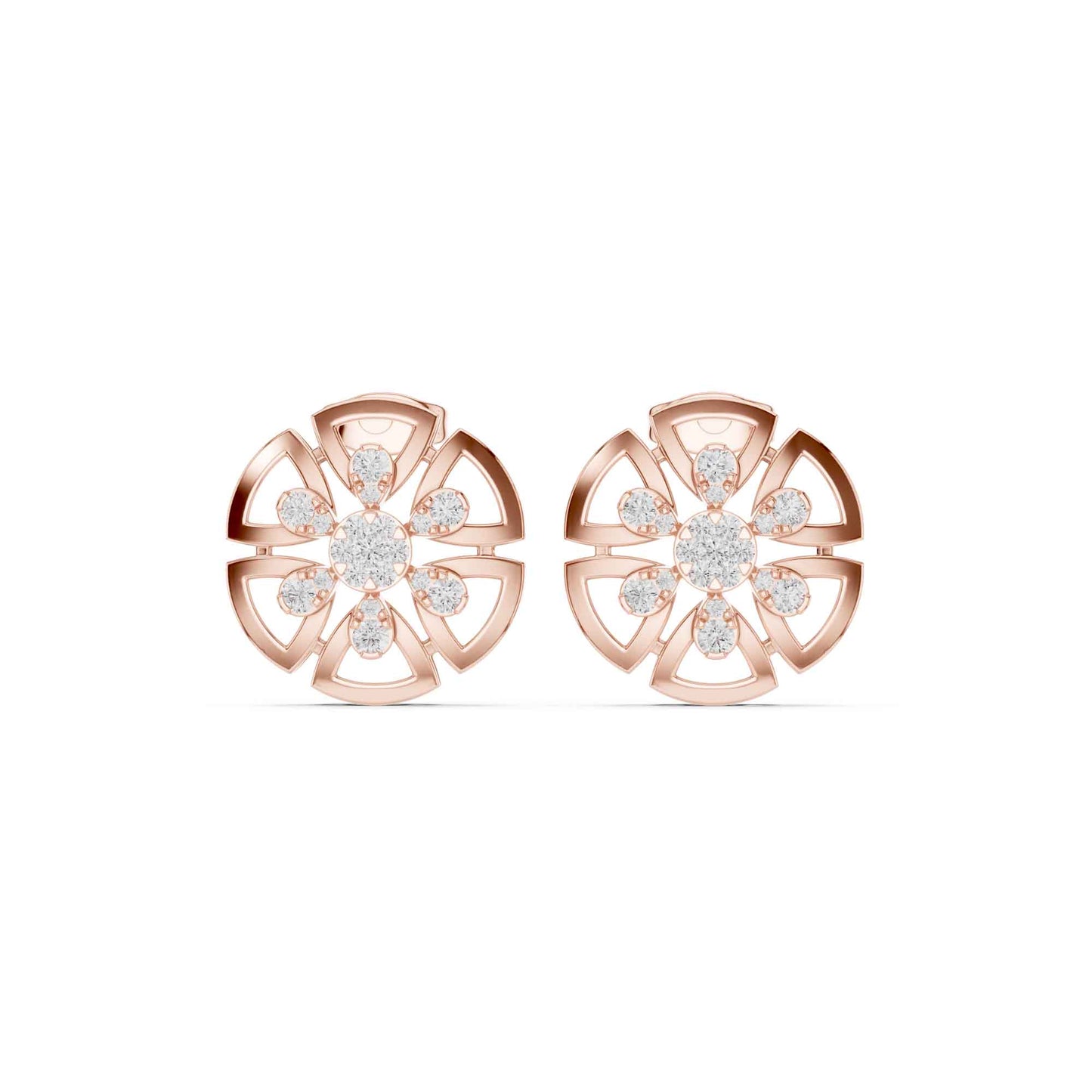Floral Cluster Cut Lab Grown Diamond Stud Earrings