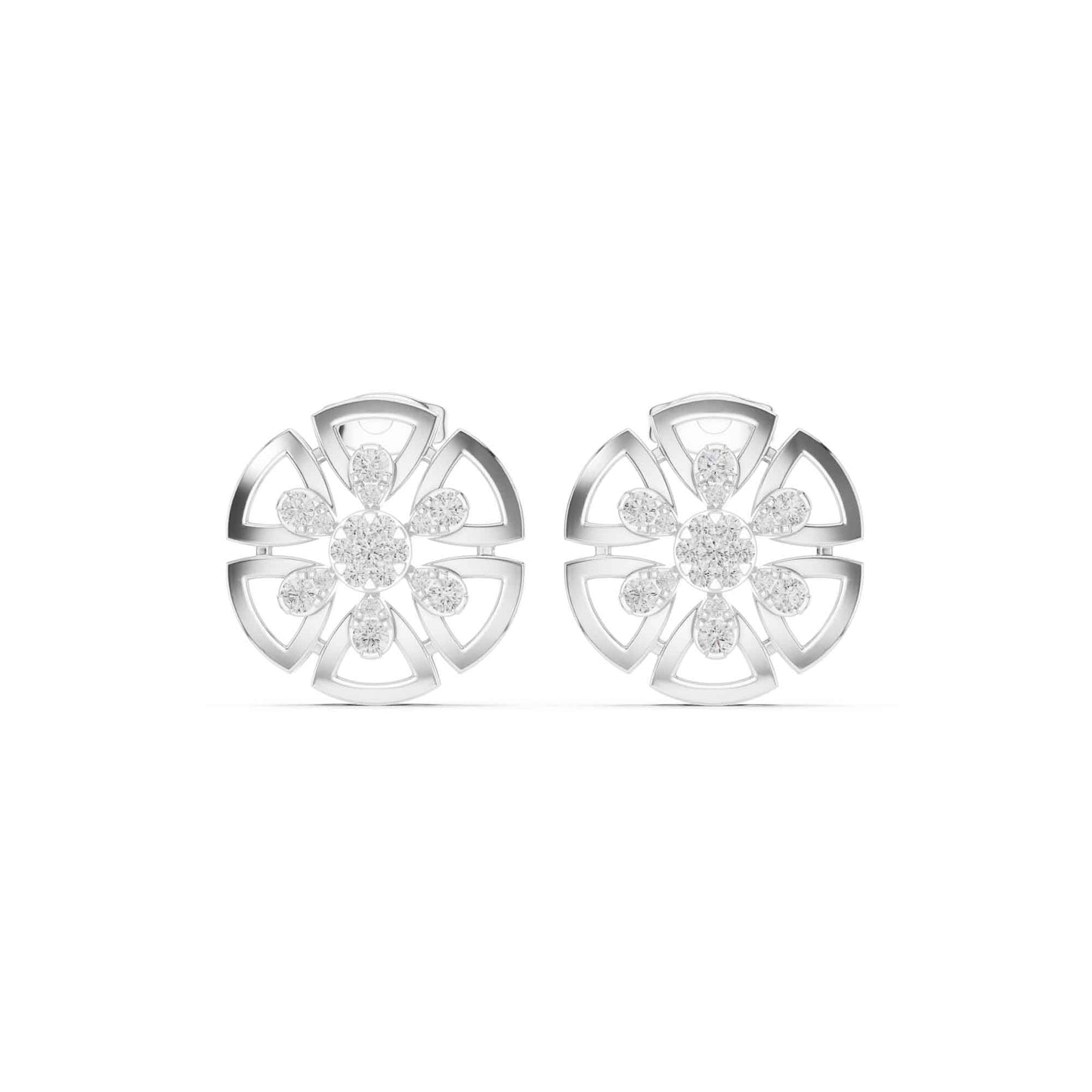 Floral Cluster Cut Lab Grown Diamond Stud Earrings