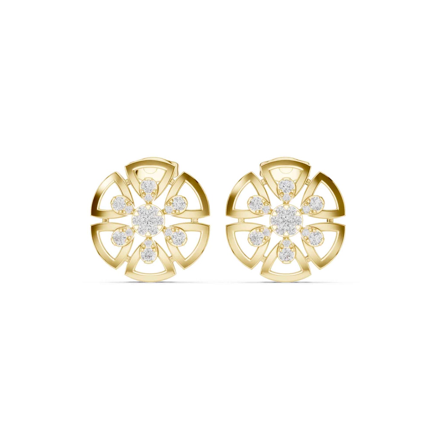 Floral Cluster Cut Lab Grown Diamond Stud Earrings