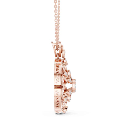 Round Cut Lab Grown Diamond Heritage Floral Chain & Pendant