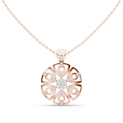Round Cut Lab Grown Diamond Heritage Floral Chain & Pendant