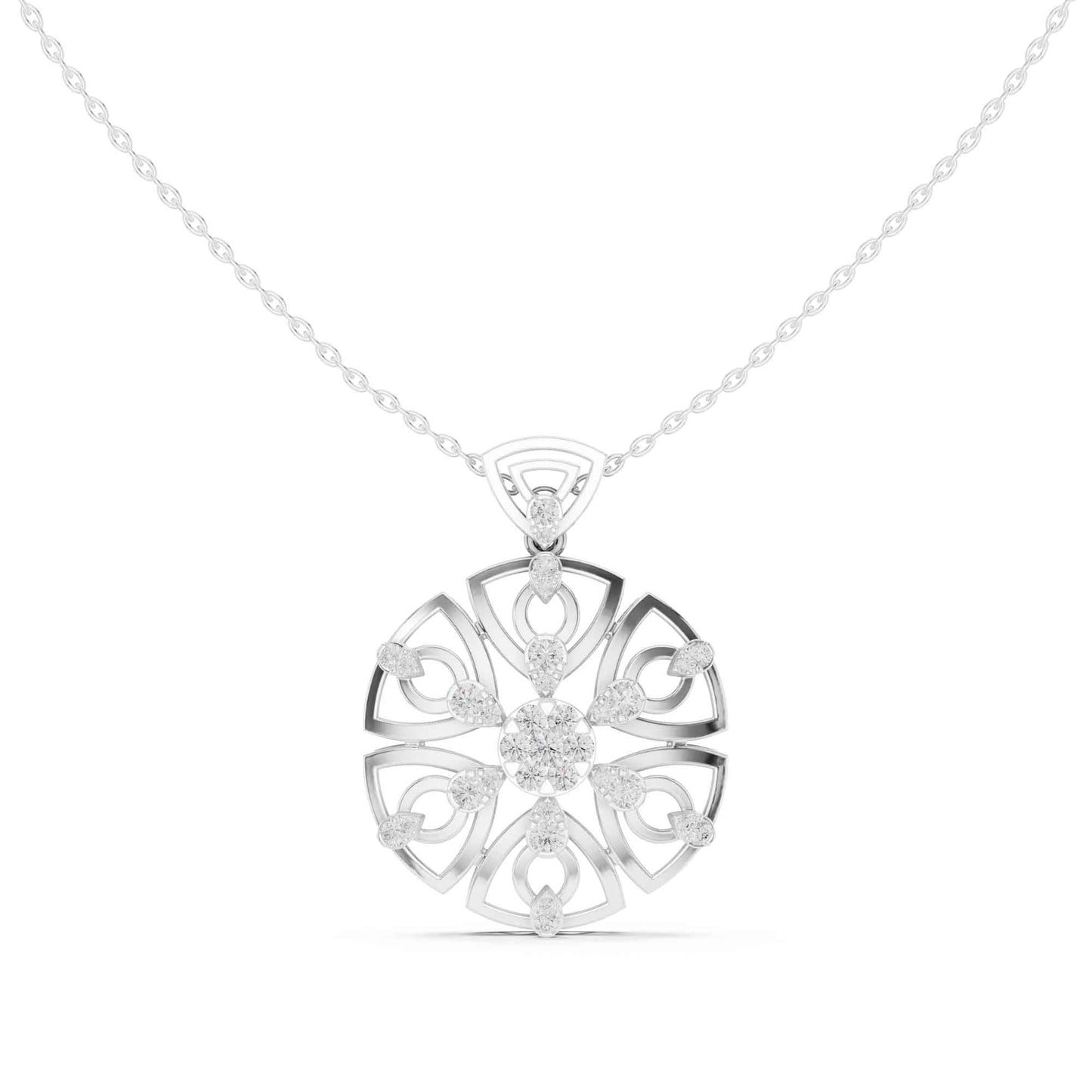 Round Cut Lab Grown Diamond Heritage Floral Chain & Pendant