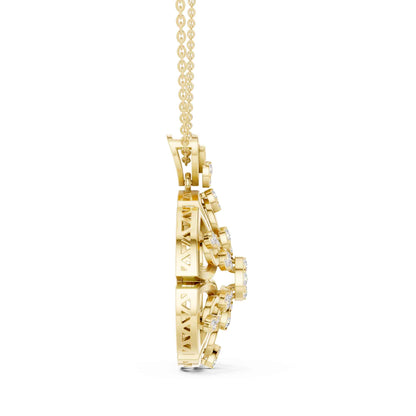 Round Cut Lab Grown Diamond Heritage Floral Chain & Pendant