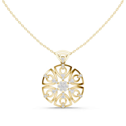 Round Cut Lab Grown Diamond Heritage Floral Chain & Pendant
